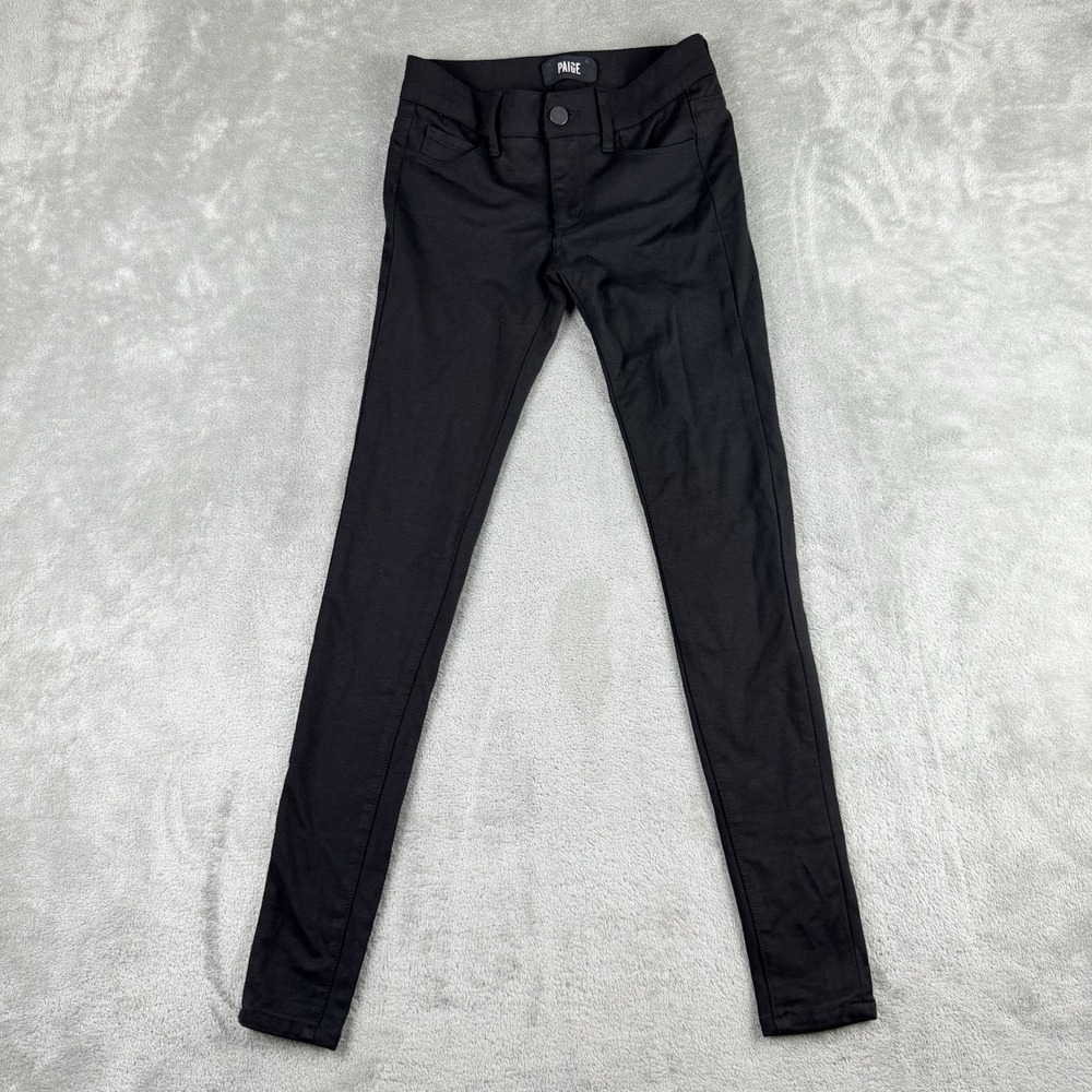 Paige Pants Women 24 Black Peg Super Skinny Stretch Punk Goth Grunge Casual Work